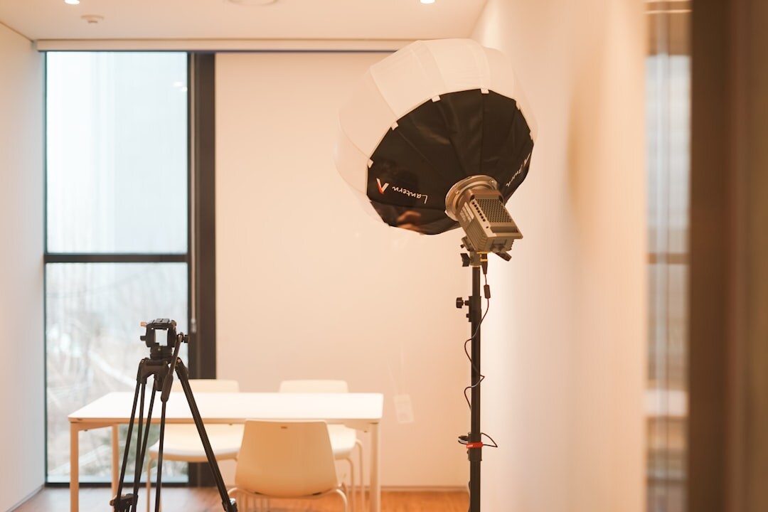 Microphone on a stand in a quiet studio room